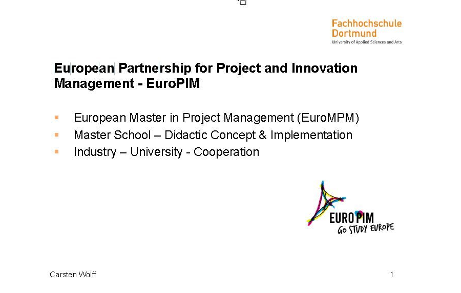 2020-12-15 - European Partnership for Project and Innovation Management - EuroPIM - Carsten Wolff